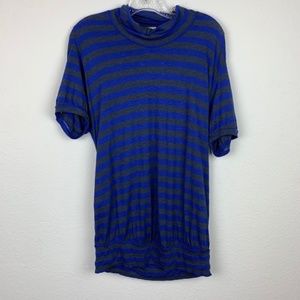 Free People | Blue & Gray Striped Turtleneck Top